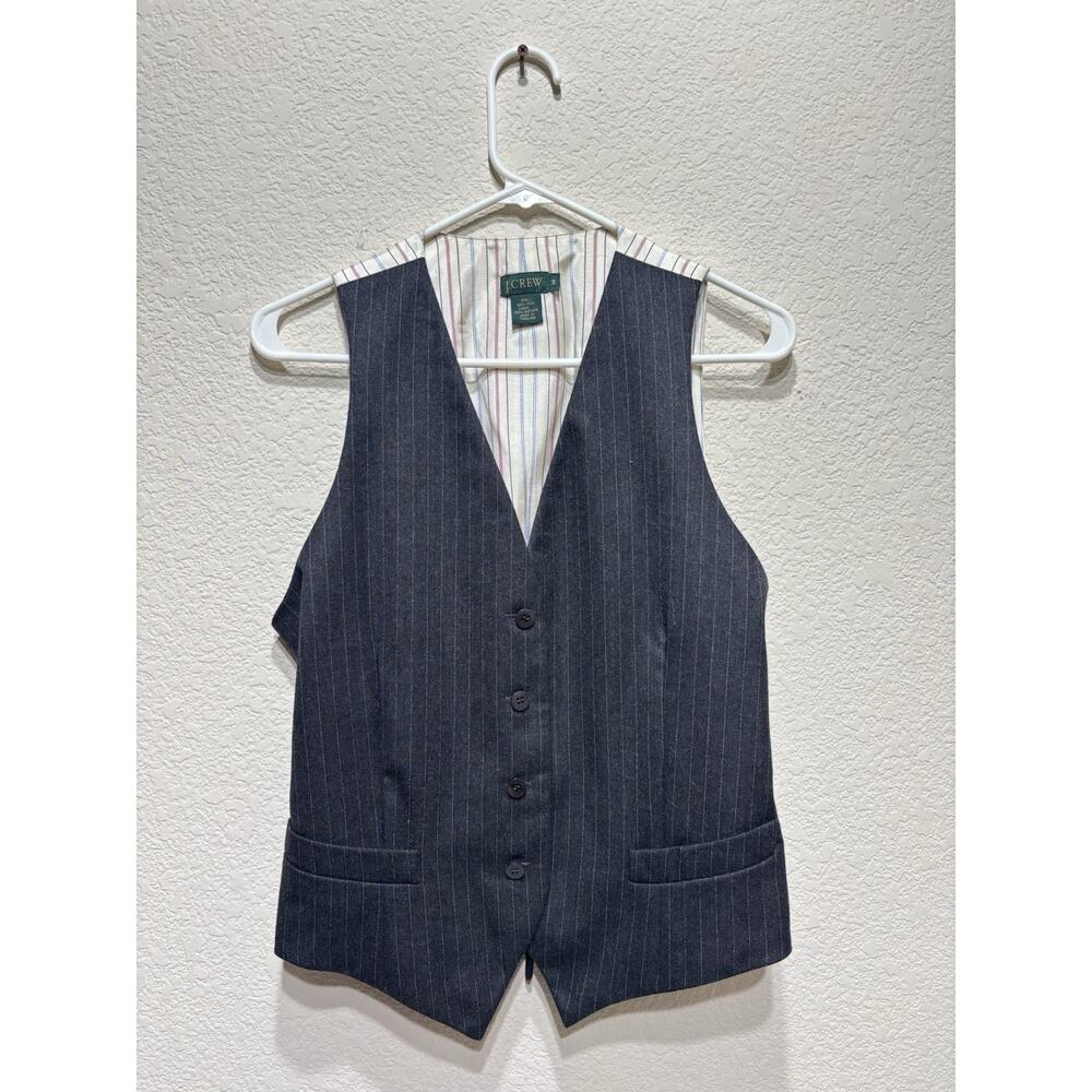 J Crew Vest Medium Gray Pinstripe